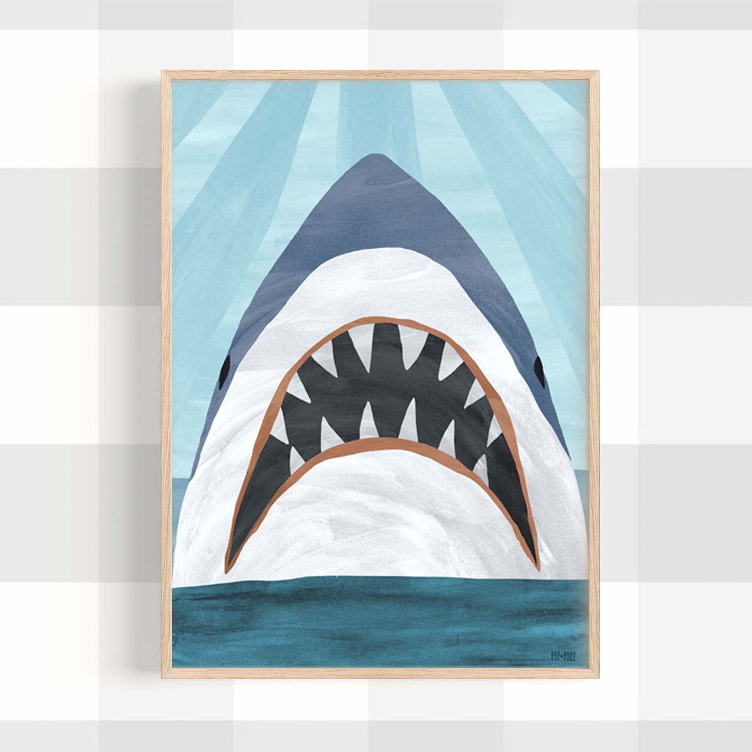 wall-art-print-canvas-poster-framed-Sunset Shark Print , By Pip and Phee-2