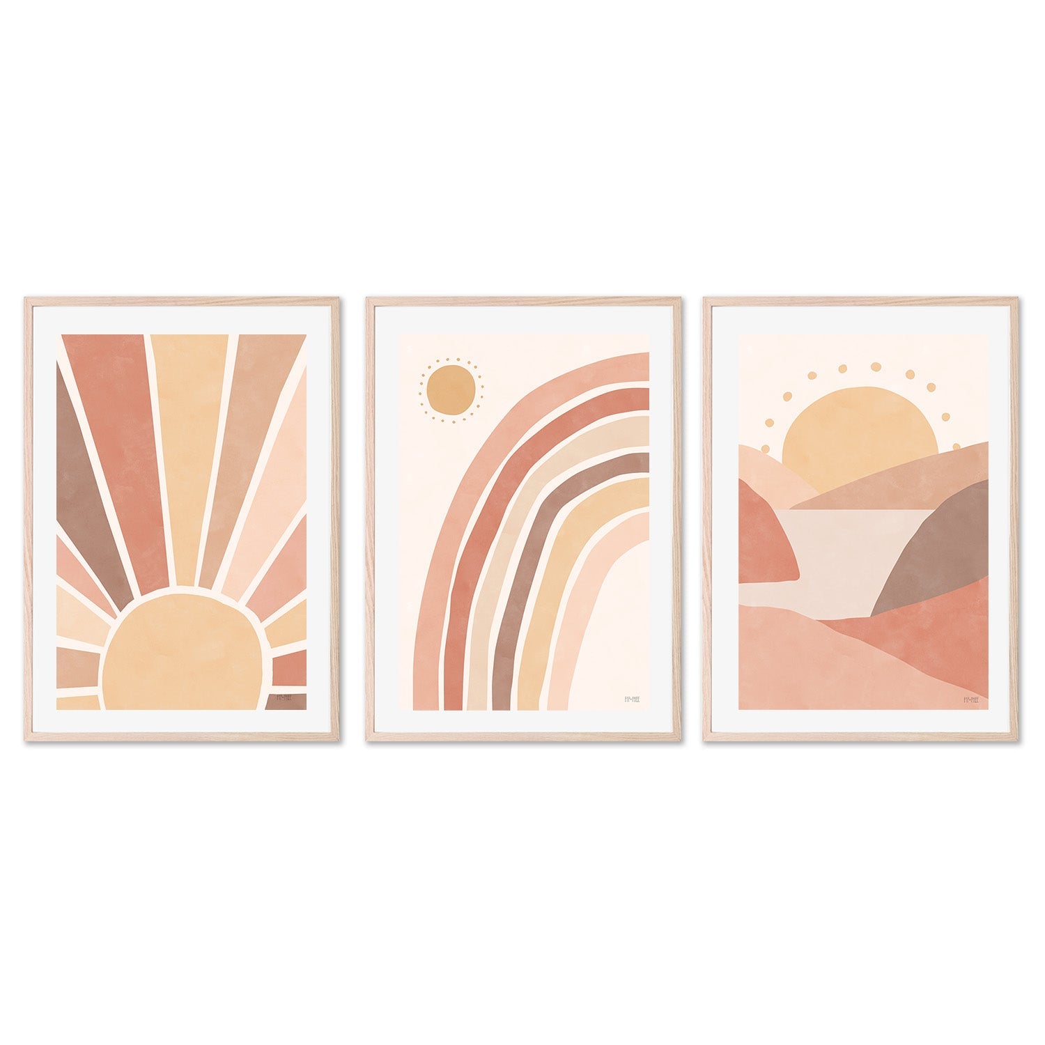 wall-art-print-canvas-poster-framed-Sunset, Sunburst and Rainbow, Set of 3 , By Pip and Phee-6