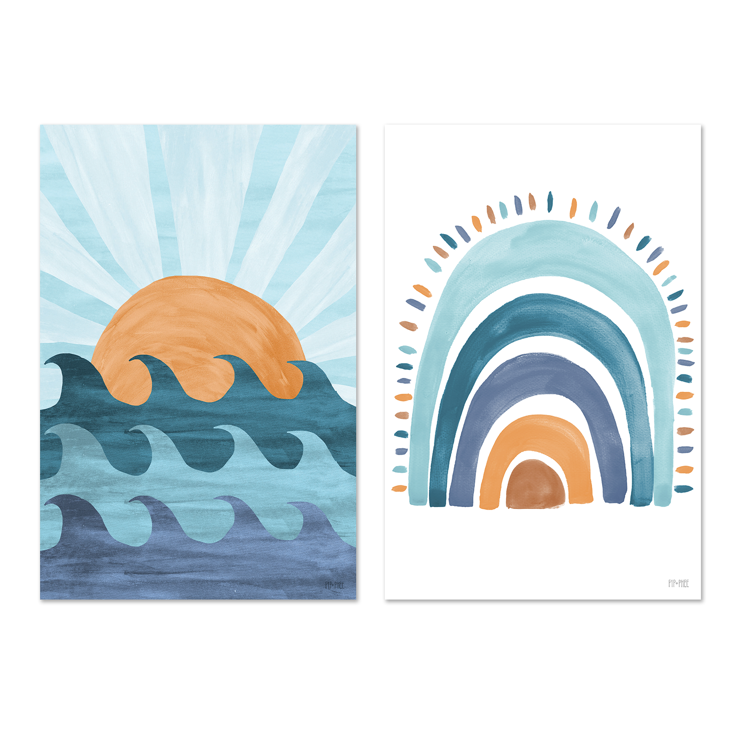 wall-art-print-canvas-poster-framed-Sunset Surf, Set of 2 , By Pip and Phee-1