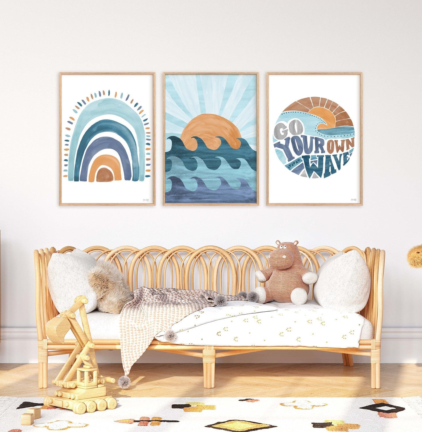 wall-art-print-canvas-poster-framed-Sunset Surf, Style A, Set of 3 , By Pip and Phee-2