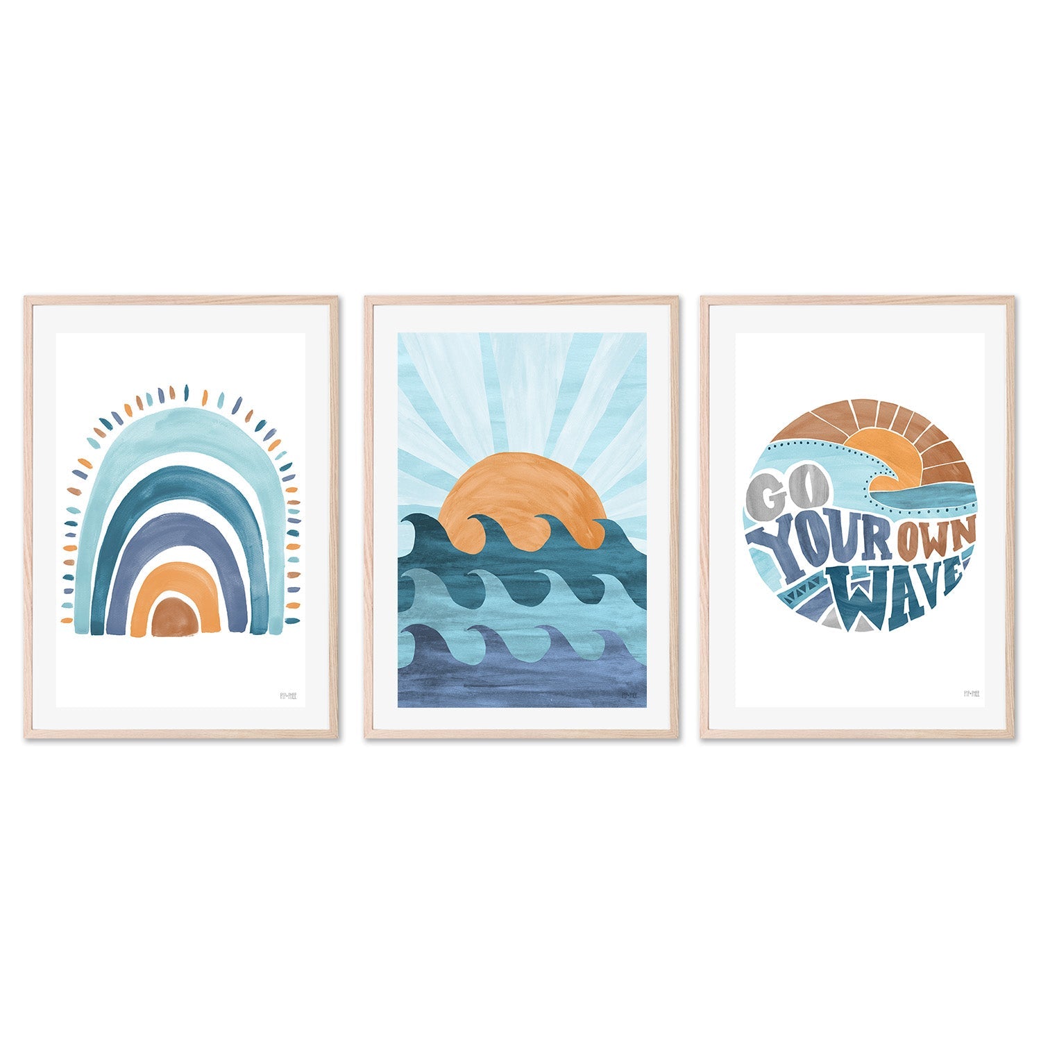 wall-art-print-canvas-poster-framed-Sunset Surf, Style A, Set of 3 , By Pip and Phee-6