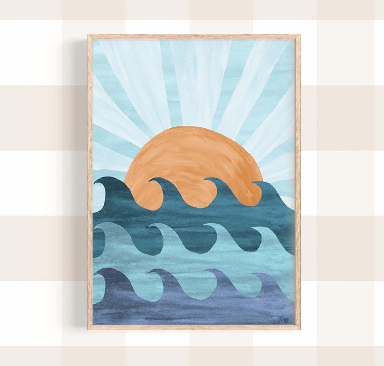 wall-art-print-canvas-poster-framed-Sunset Waves Print , By Pip and Phee-2