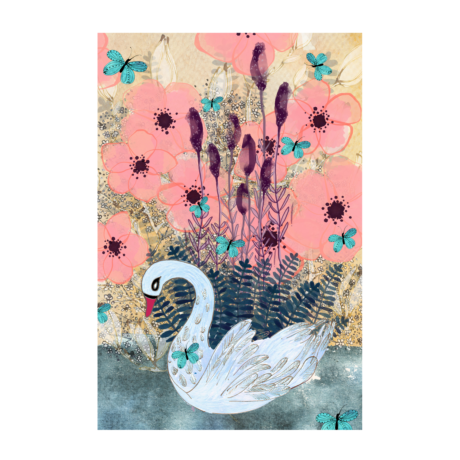 wall-art-print-canvas-poster-framed-Swan , By Tracy Loughlin-1