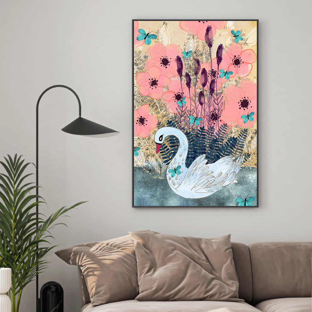 wall-art-print-canvas-poster-framed-Swan , By Tracy Loughlin-2