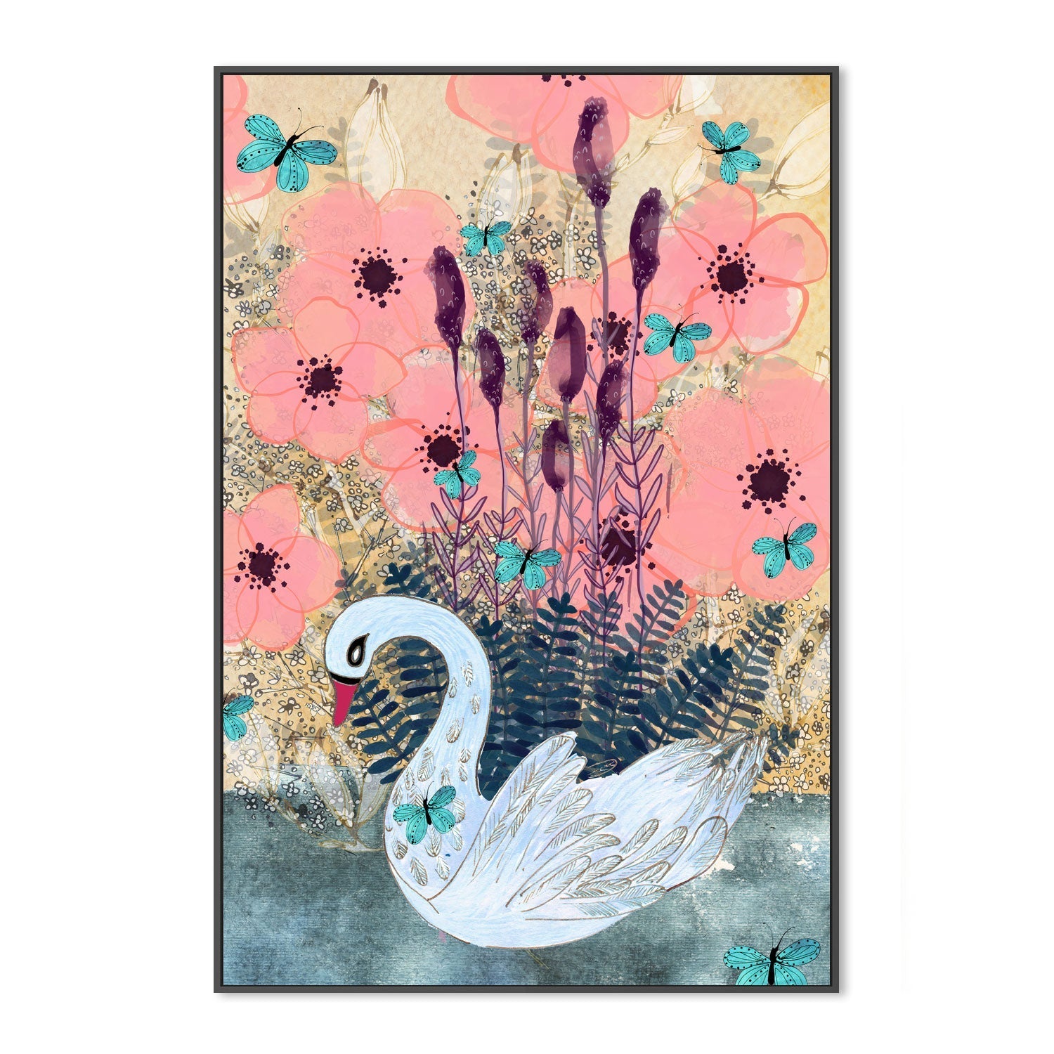 wall-art-print-canvas-poster-framed-Swan , By Tracy Loughlin-3