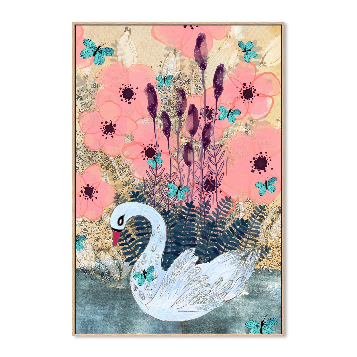 wall-art-print-canvas-poster-framed-Swan , By Tracy Loughlin-4