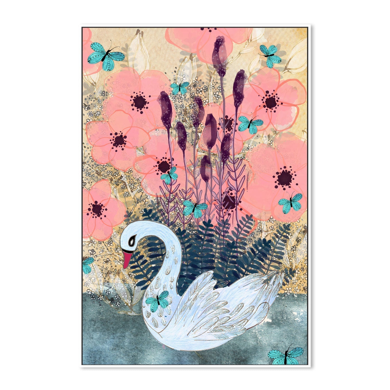 wall-art-print-canvas-poster-framed-Swan , By Tracy Loughlin-5