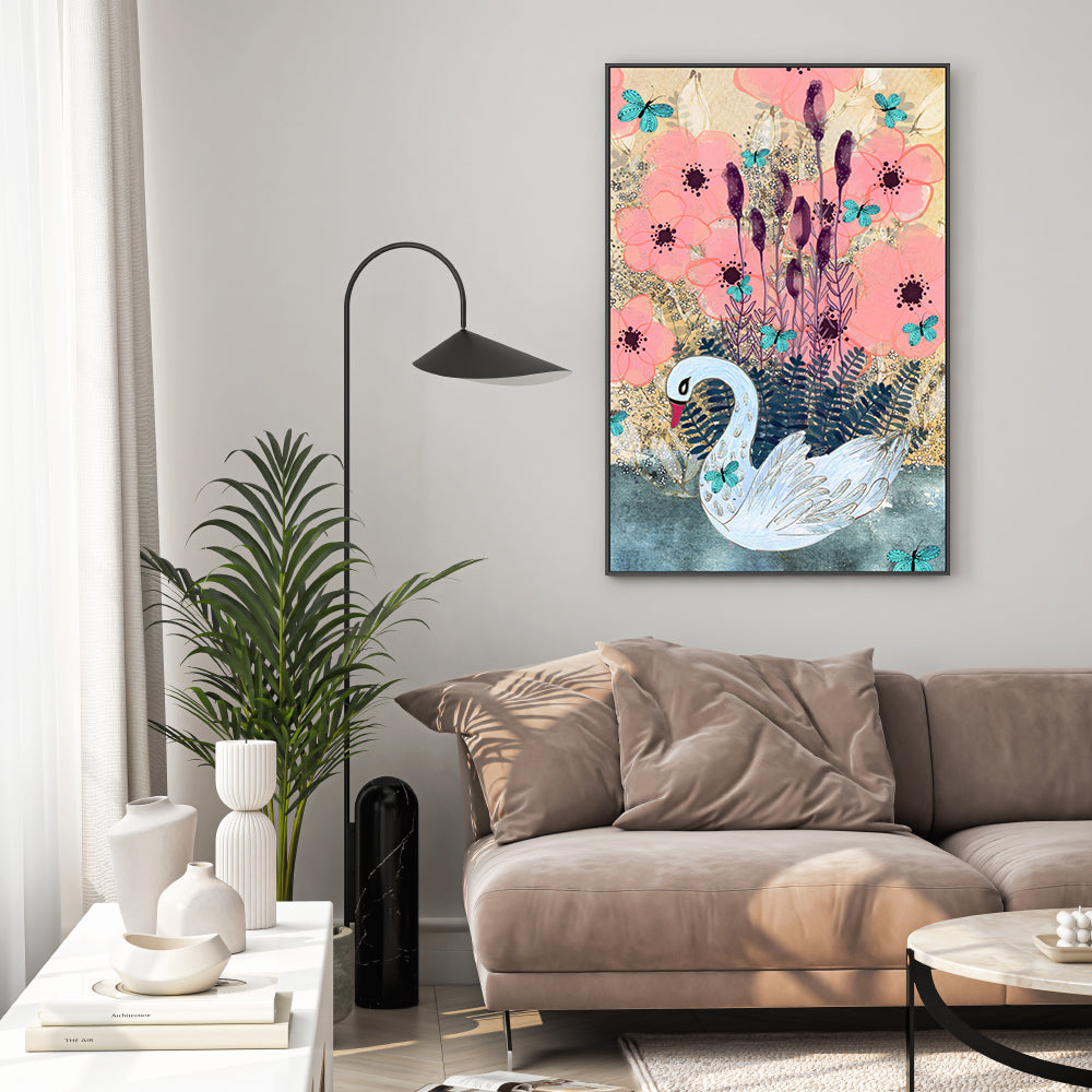 wall-art-print-canvas-poster-framed-Swan , By Tracy Loughlin-7