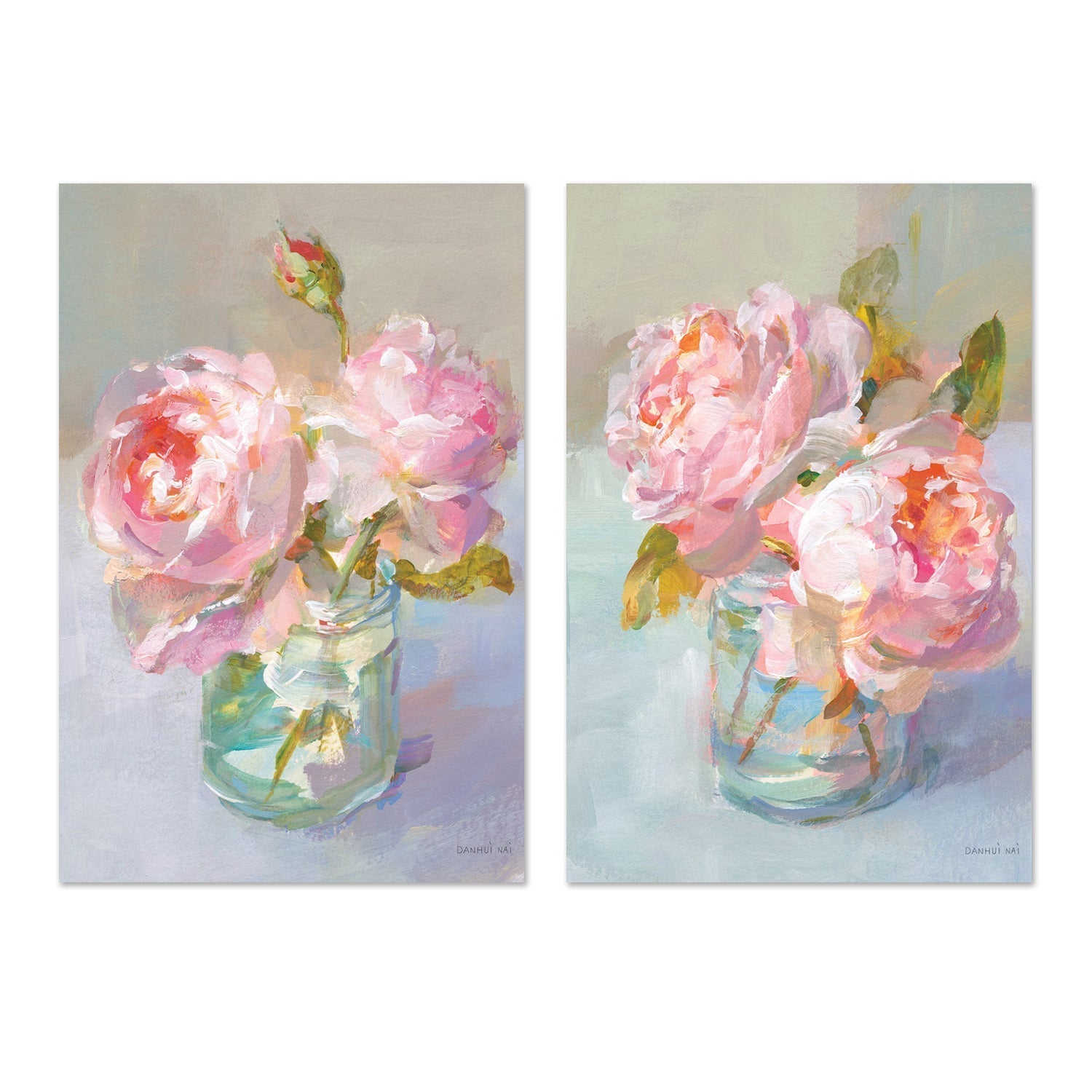 wall-art-print-canvas-poster-framed-Sweet Roses, Set of 2-by-Danhui Nai-Gioia Wall Art