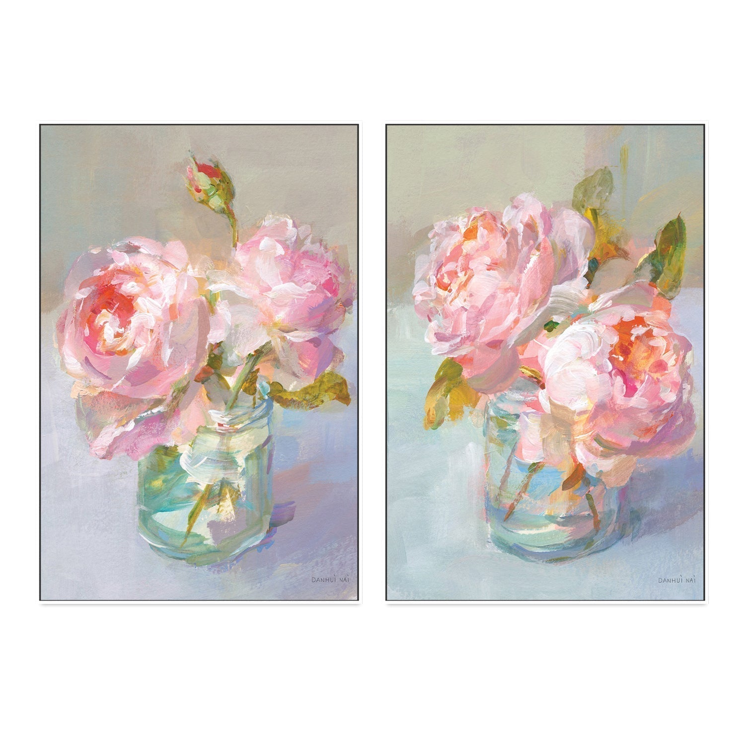 wall-art-print-canvas-poster-framed-Sweet Roses, Set of 2-by-Danhui Nai-Gioia Wall Art