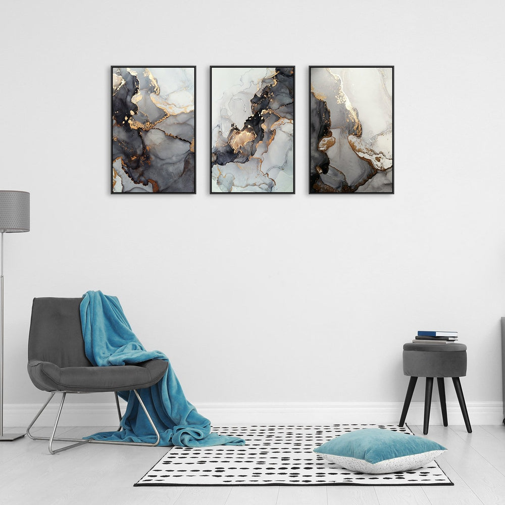 wall-art-print-canvas-poster-framed-Swirl, Set Of 3-by-Gioia Wall Art-Gioia Wall Art