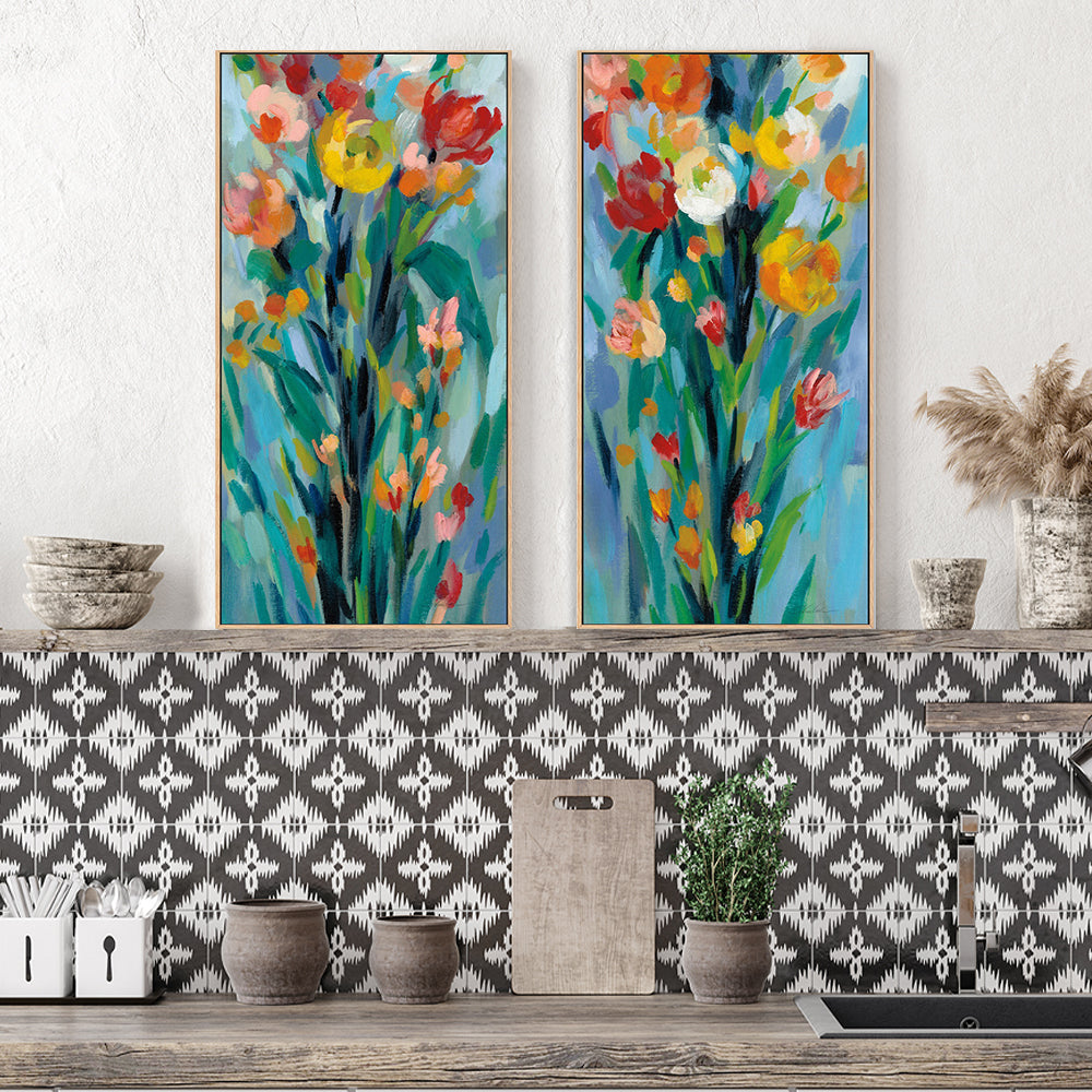 wall-art-print-canvas-poster-framed-Tall Bright Flowers, Set of 2-by-Silvia Vassileva-Gioia Wall Art