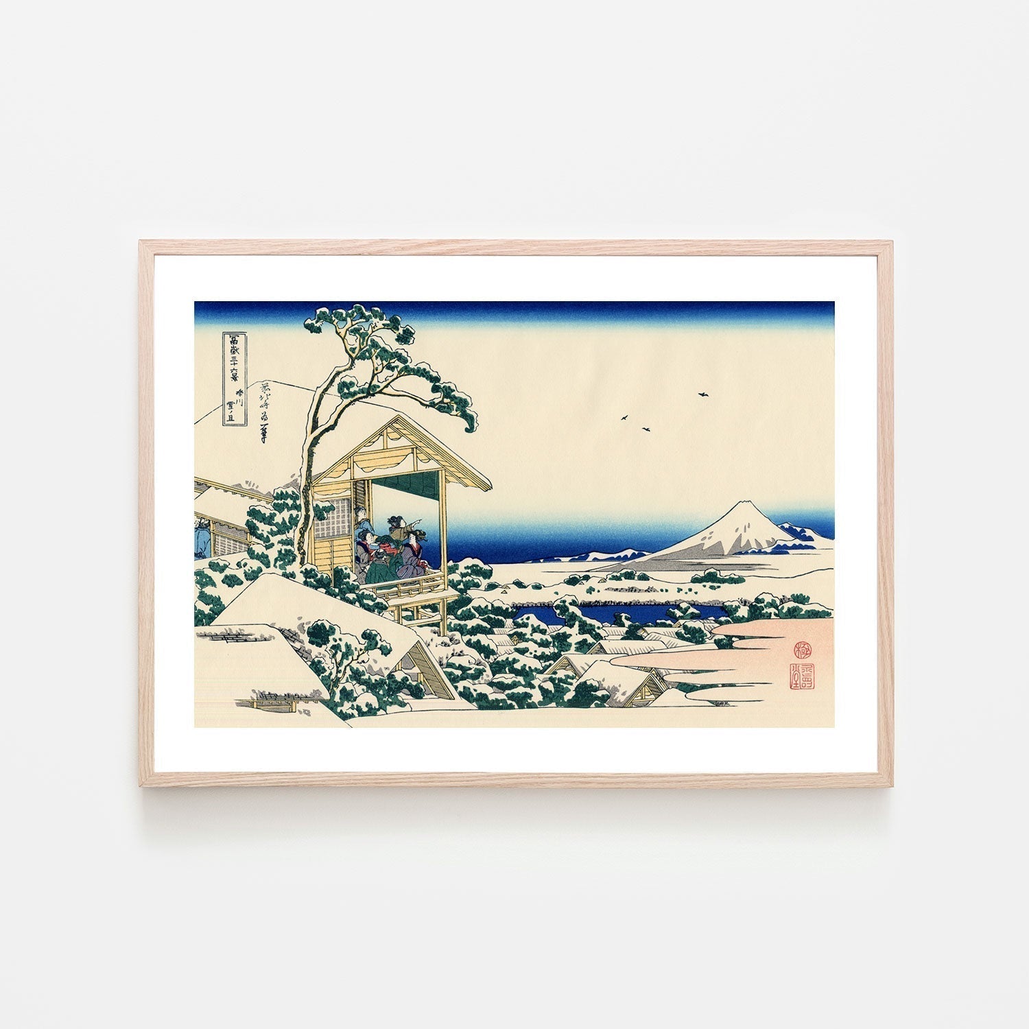 wall-art-print-canvas-poster-framed-Tea house at Koishikawa. The morning after a snowfall-by-Katsushika Hokusai-Gioia Wall Art