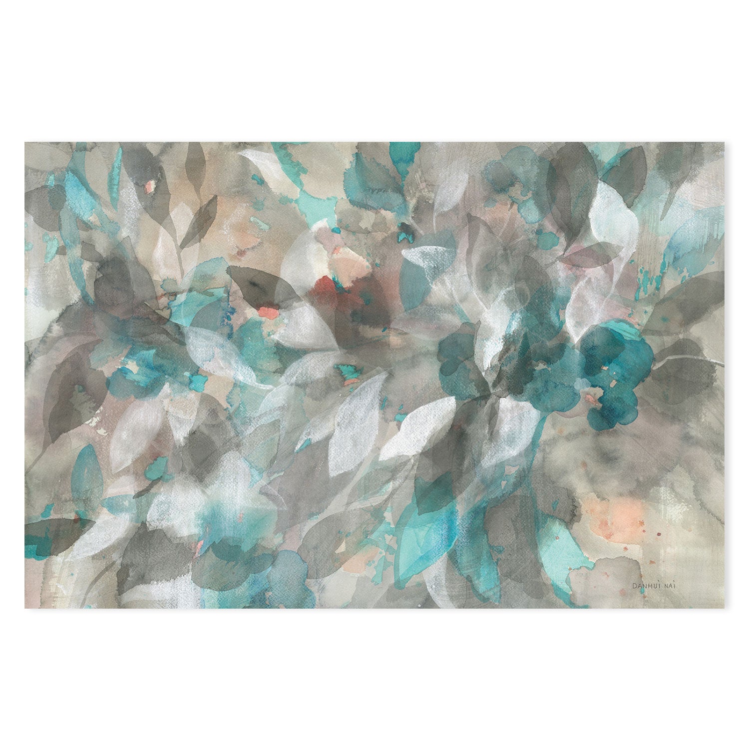 wall-art-print-canvas-poster-framed-Teal Flower Petals , By Danhui Nai-GIOIA-WALL-ART