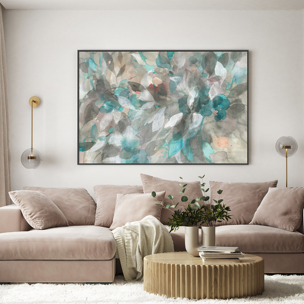 wall-art-print-canvas-poster-framed-Teal Flower Petals , By Danhui Nai-GIOIA-WALL-ART