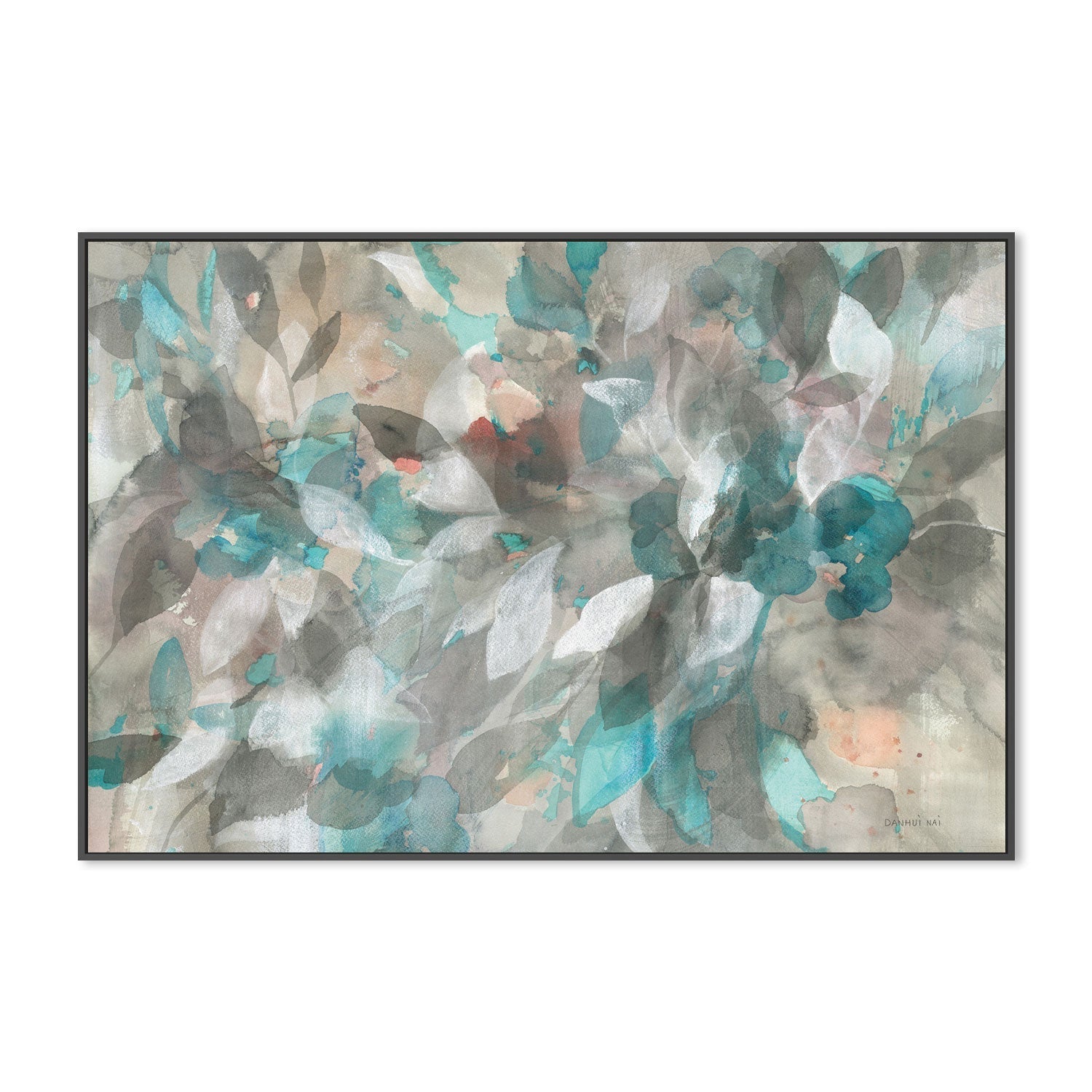 wall-art-print-canvas-poster-framed-Teal Flower Petals , By Danhui Nai-GIOIA-WALL-ART