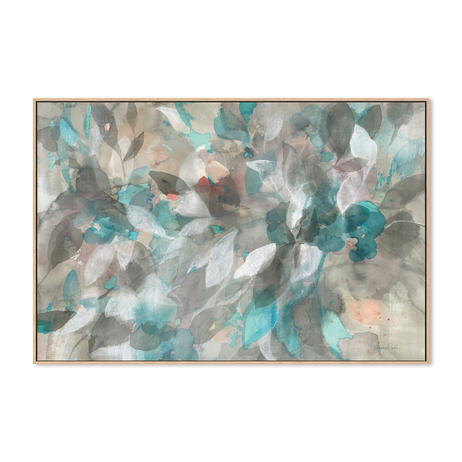 wall-art-print-canvas-poster-framed-Teal Flower Petals , By Danhui Nai-GIOIA-WALL-ART