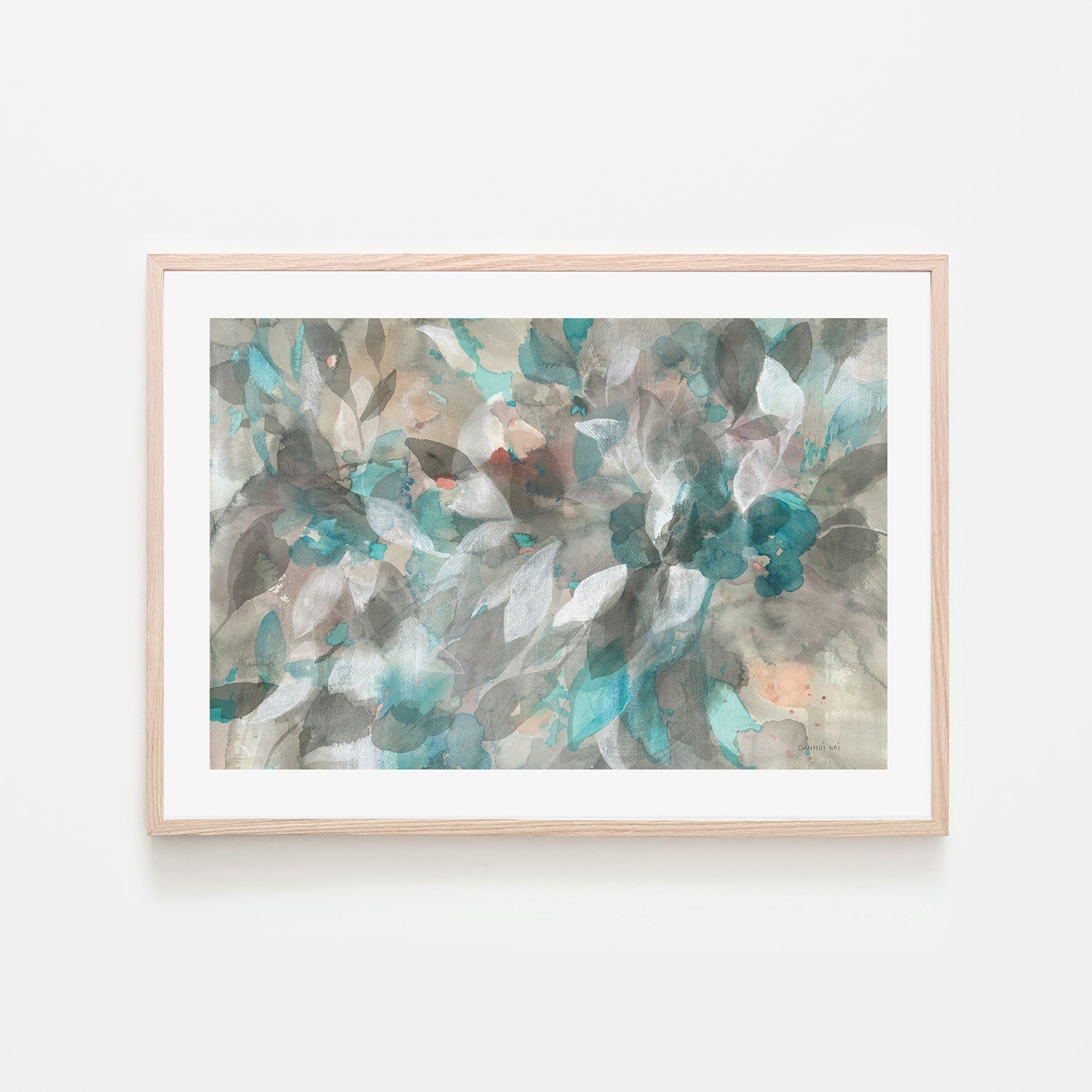 wall-art-print-canvas-poster-framed-Teal Flower Petals , By Danhui Nai-GIOIA-WALL-ART