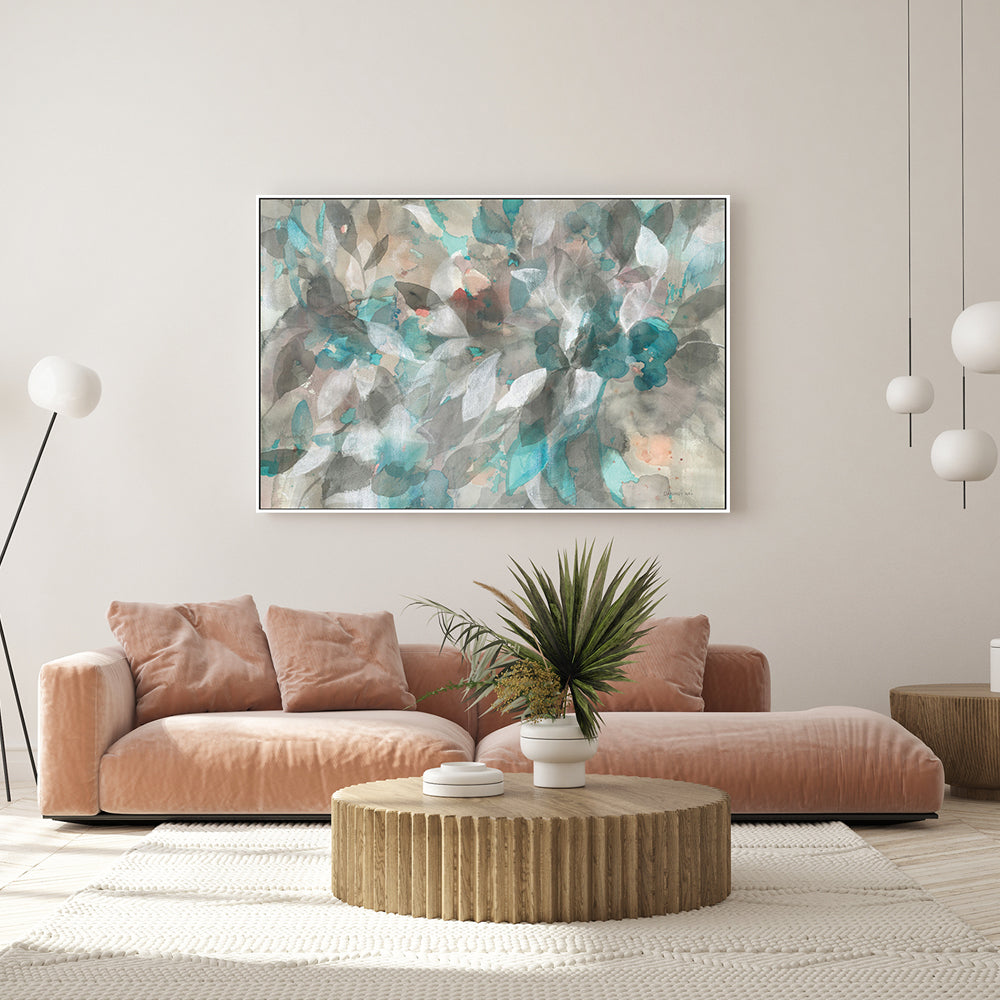 wall-art-print-canvas-poster-framed-Teal Flower Petals , By Danhui Nai-GIOIA-WALL-ART