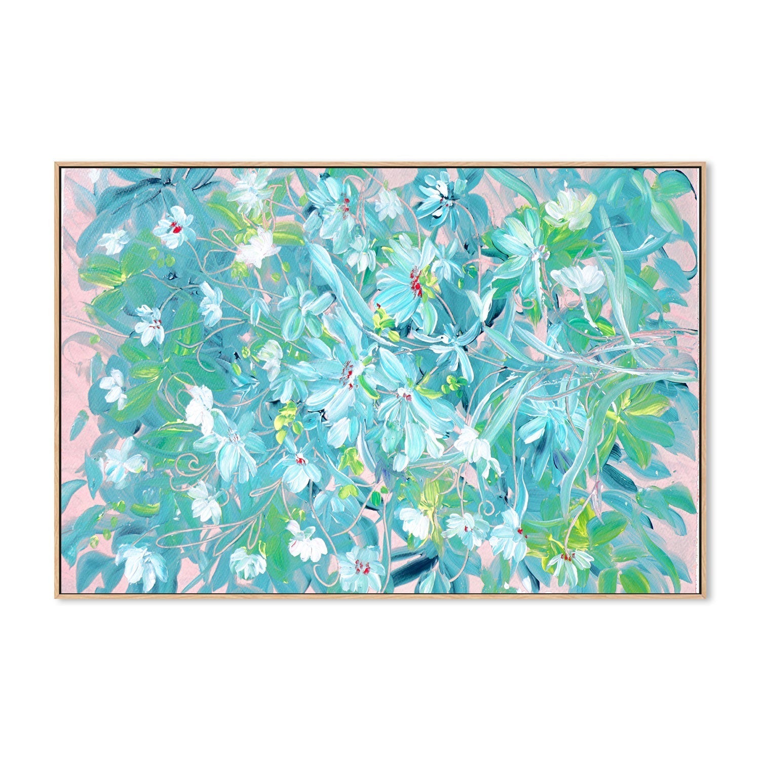 wall-art-print-canvas-poster-framed-Teal Flowers , By Nadar Musa-GIOIA-WALL-ART