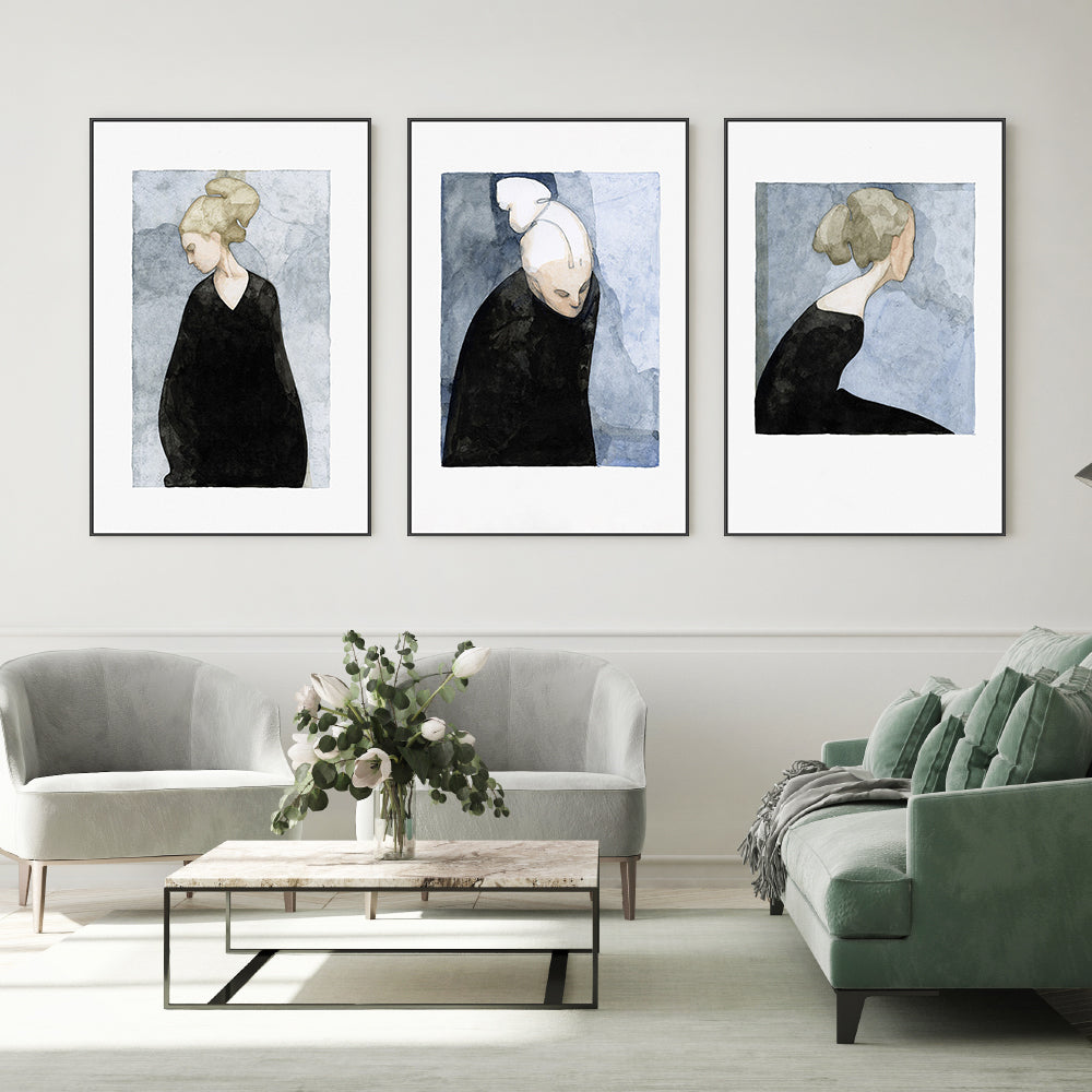 wall-art-print-canvas-poster-framed-The Black Dress, Style A, B & C, Set Of 3-2