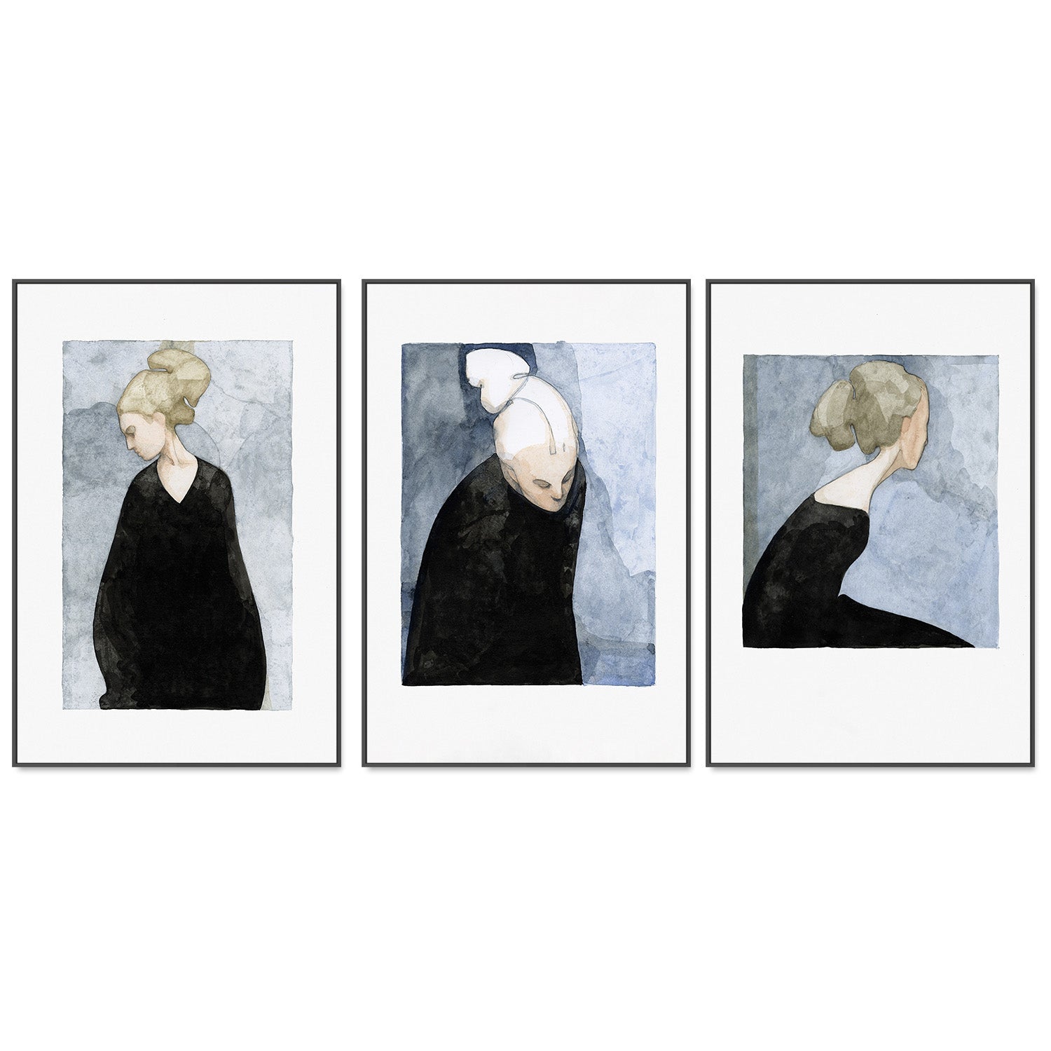 wall-art-print-canvas-poster-framed-The Black Dress, Style A, B & C, Set Of 3-3