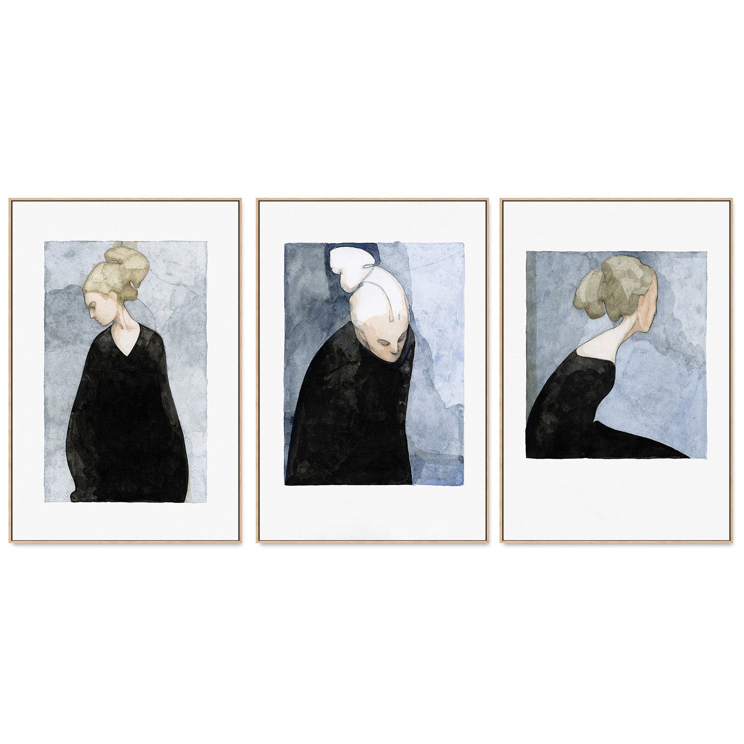 wall-art-print-canvas-poster-framed-The Black Dress, Style A, B & C, Set Of 3-4