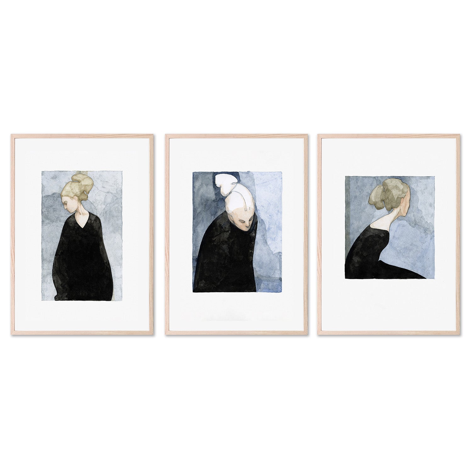 wall-art-print-canvas-poster-framed-The Black Dress, Style A, B & C, Set Of 3-6