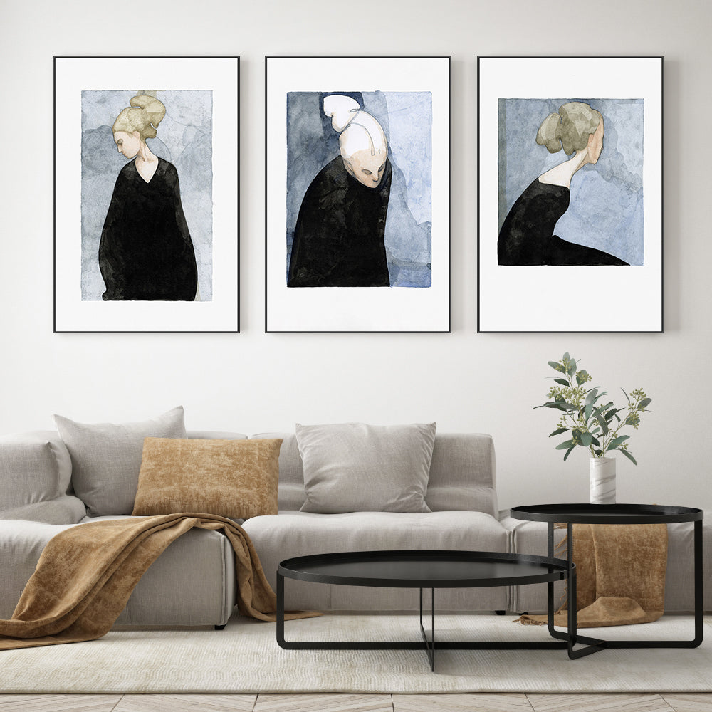 wall-art-print-canvas-poster-framed-The Black Dress, Style A, B & C, Set Of 3-7