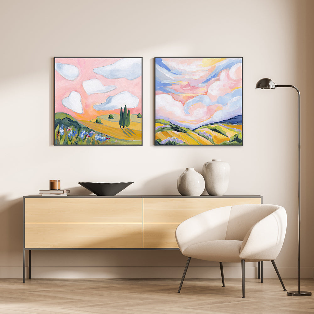 wall-art-print-canvas-poster-framed-The Eternal Horizon & Seductive Sky, Set Of 2-by-Lia Nell-Gioia Wall Art