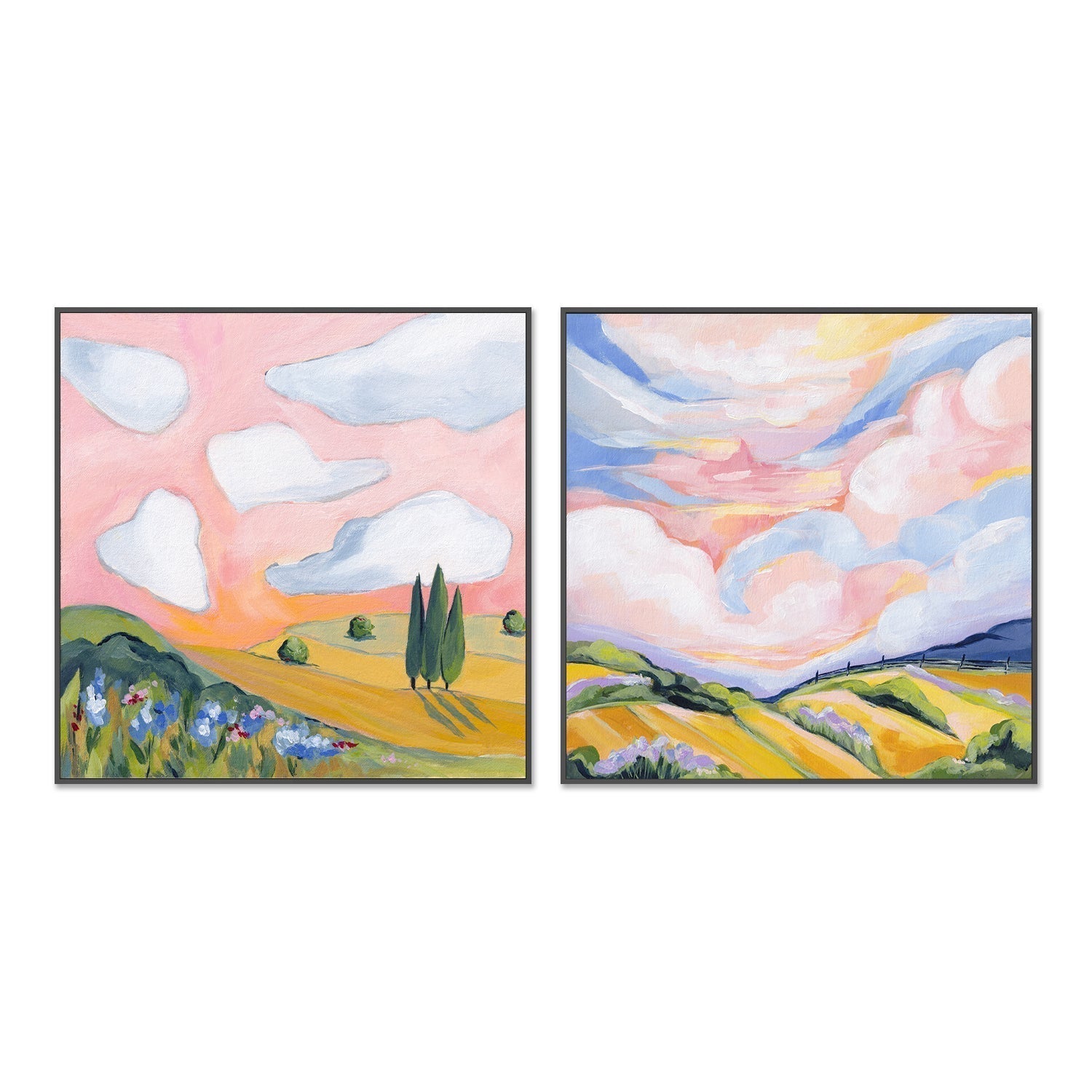 wall-art-print-canvas-poster-framed-The Eternal Horizon & Seductive Sky, Set Of 2-by-Lia Nell-Gioia Wall Art