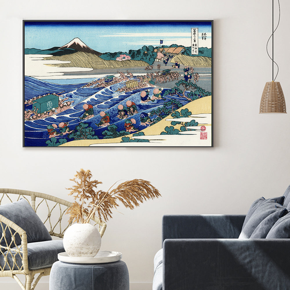 wall-art-print-canvas-poster-framed-The Fuji from Kanaya on the Tokaido-by-Katsushika Hokusai-Gioia Wall Art