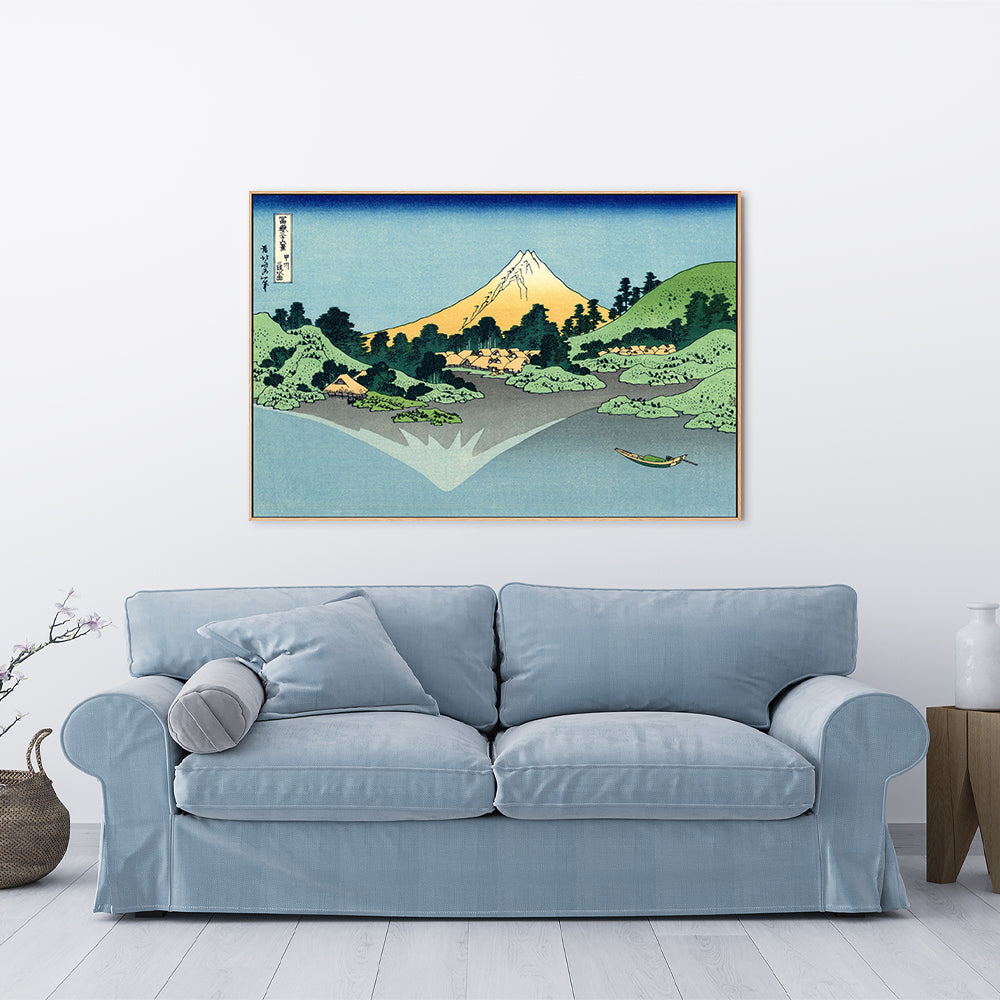 wall-art-print-canvas-poster-framed-The Fuji reflects in Lake Kawaguchi, seen from the Misaka pass in the Kai province-by-Katsushika Hokusai-Gioia Wall Art