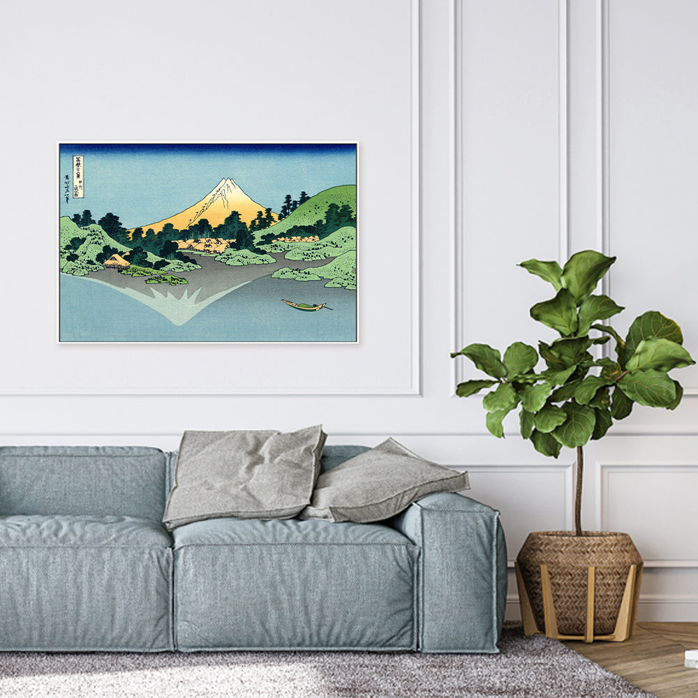 wall-art-print-canvas-poster-framed-The Fuji reflects in Lake Kawaguchi, seen from the Misaka pass in the Kai province-by-Katsushika Hokusai-Gioia Wall Art