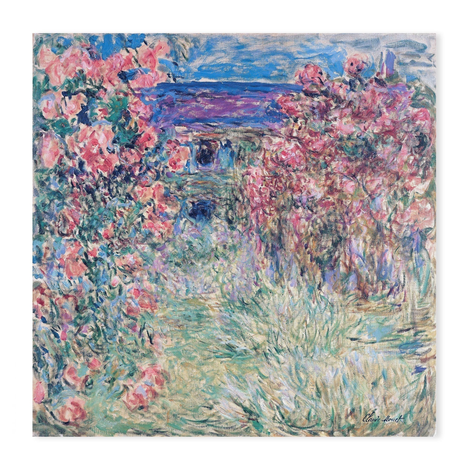 wall-art-print-canvas-poster-framed-The House among the Roses 03 1925 , By Monet-by-Gioia Wall Art-Gioia Wall Art