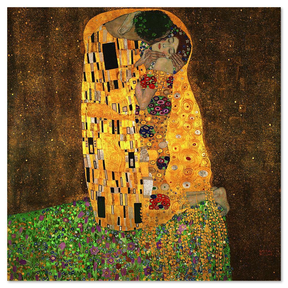 wall-art-print-canvas-poster-framed-The Kiss, By Gustav Klimt-by-Gioia Wall Art-Gioia Wall Art