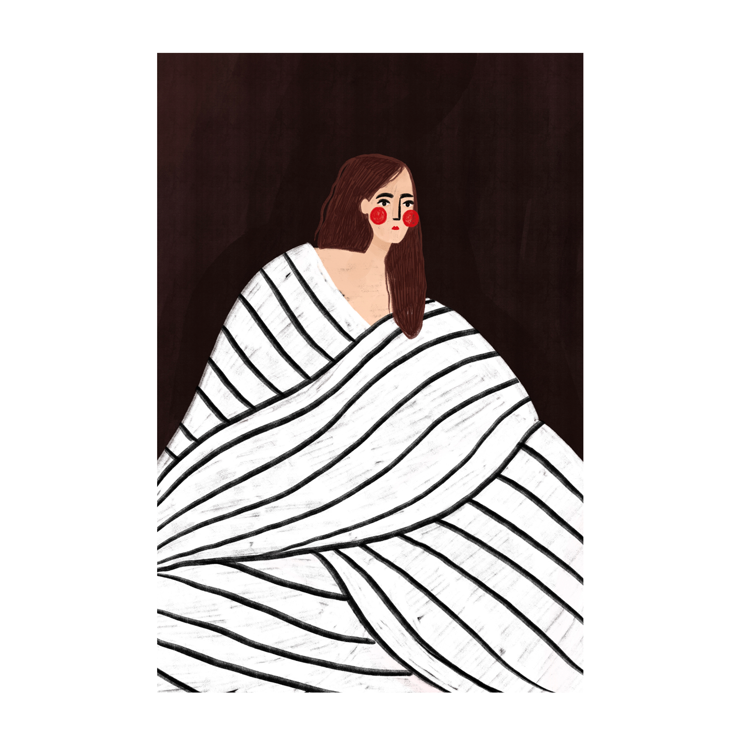 wall-art-print-canvas-poster-framed-The Woman With Black and White Stripes-1