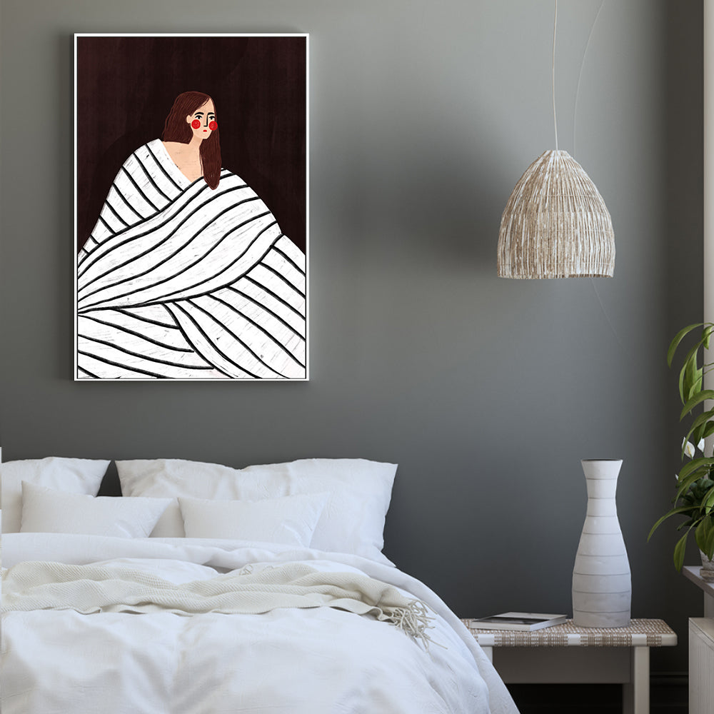 wall-art-print-canvas-poster-framed-The Woman With Black and White Stripes-2