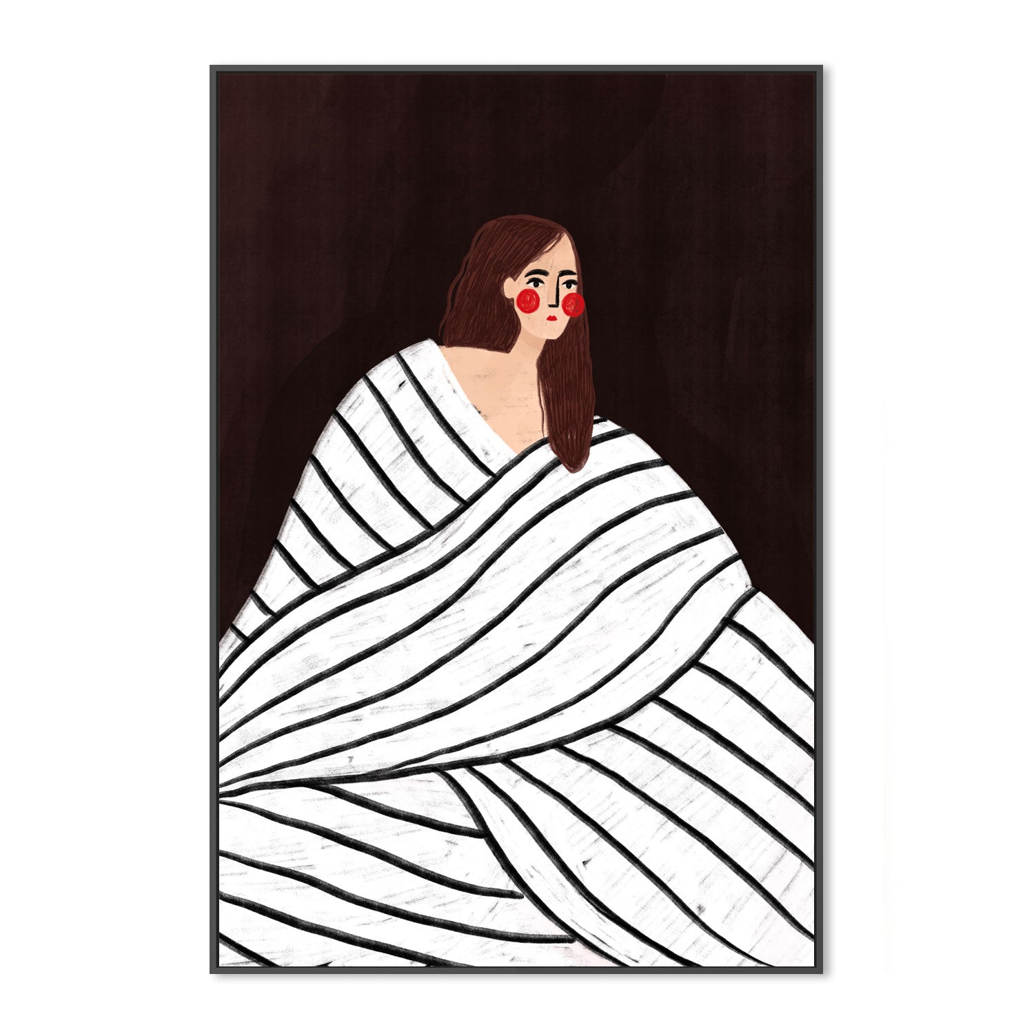 wall-art-print-canvas-poster-framed-The Woman With Black and White Stripes-3