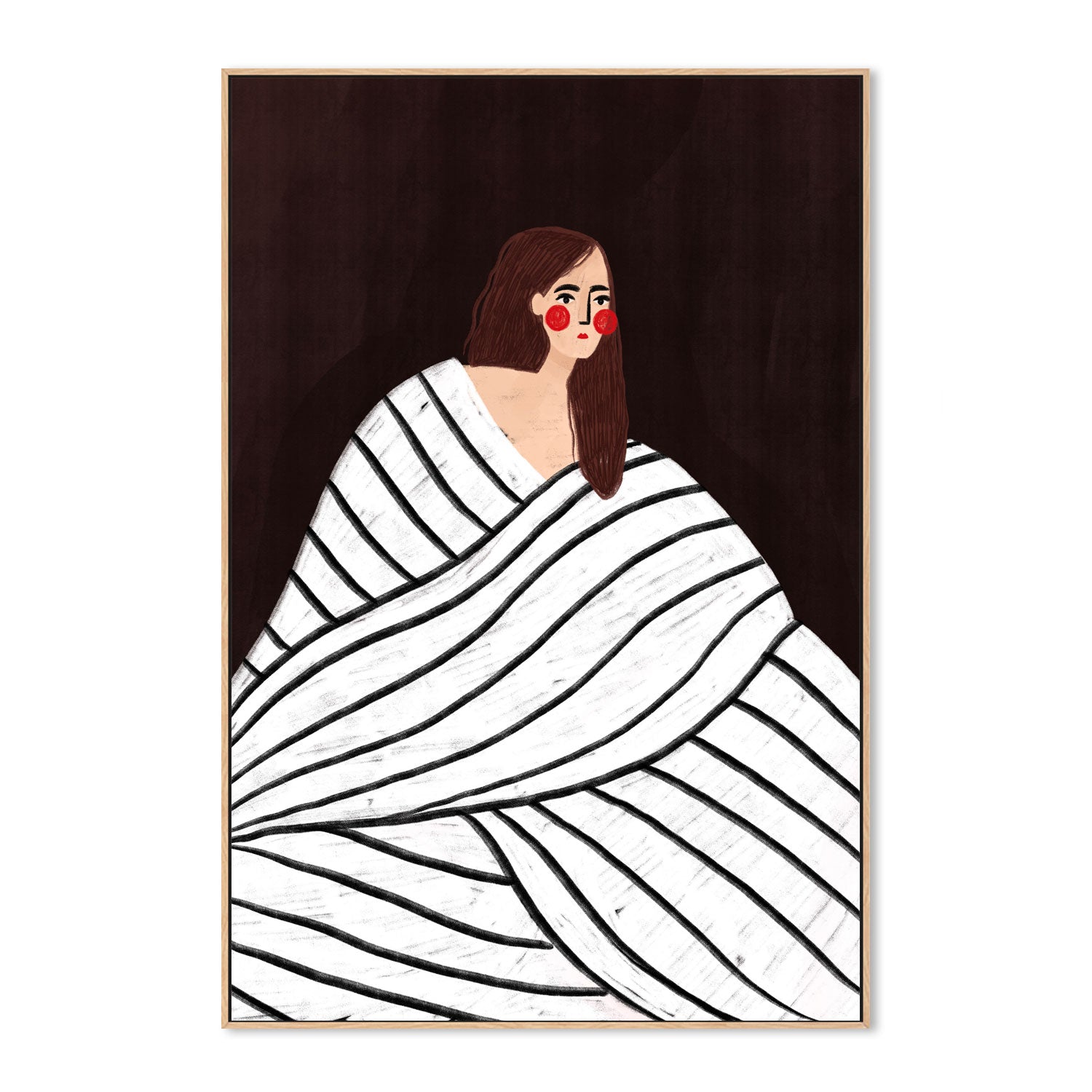 wall-art-print-canvas-poster-framed-The Woman With Black and White Stripes-4