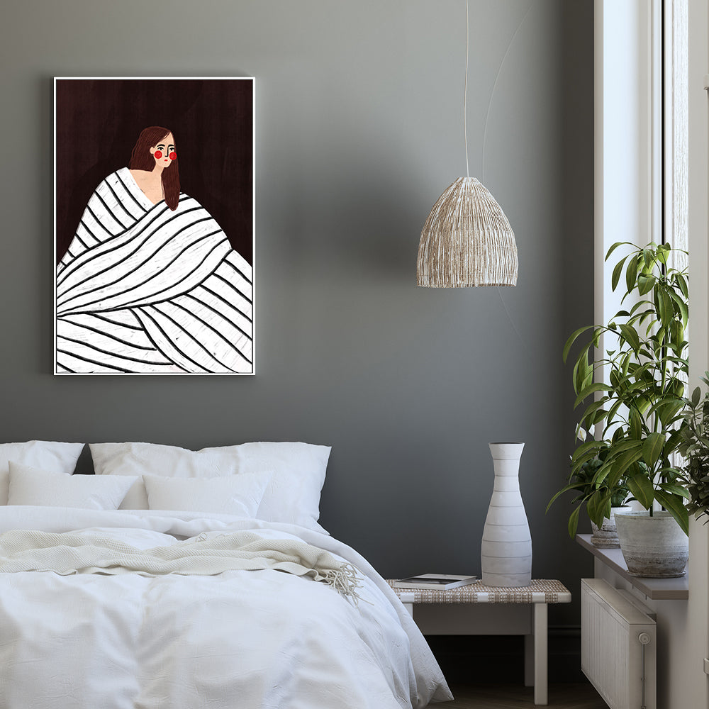 wall-art-print-canvas-poster-framed-The Woman With Black and White Stripes-7