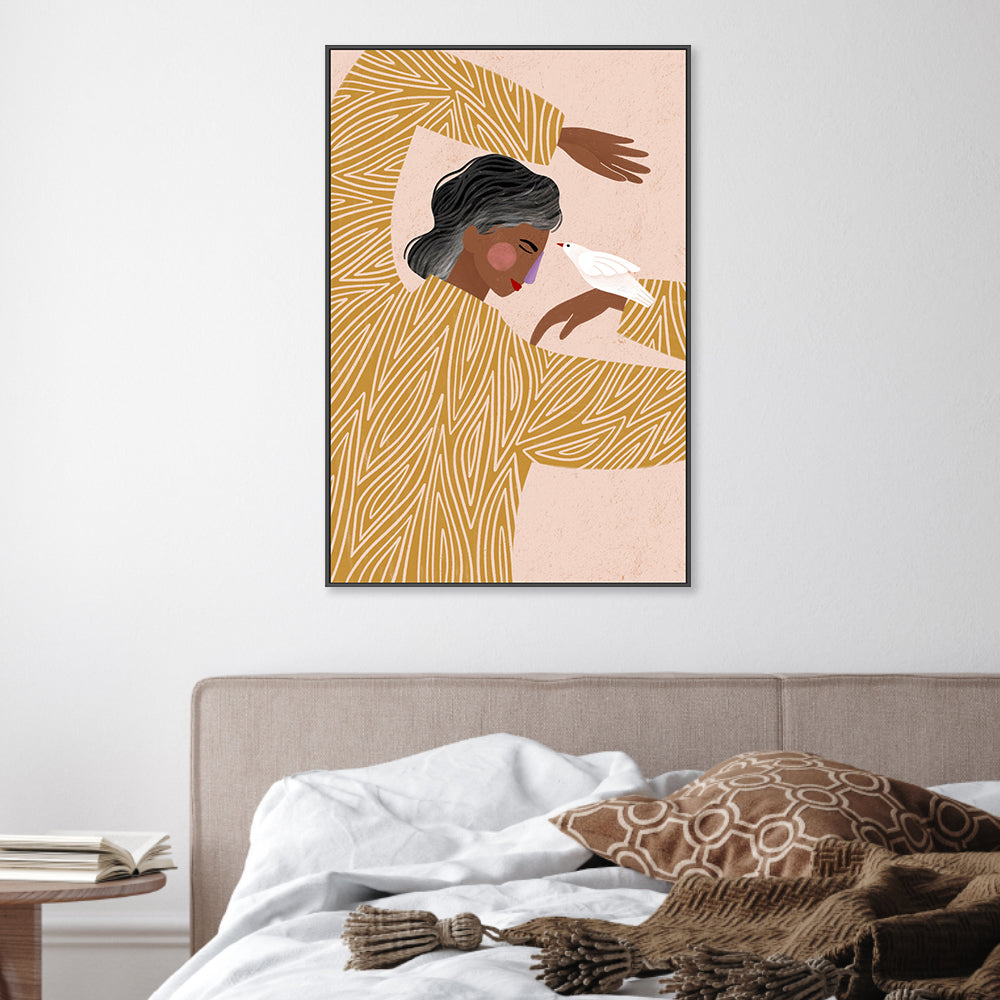 wall-art-print-canvas-poster-framed-The Woman With The Bird-2