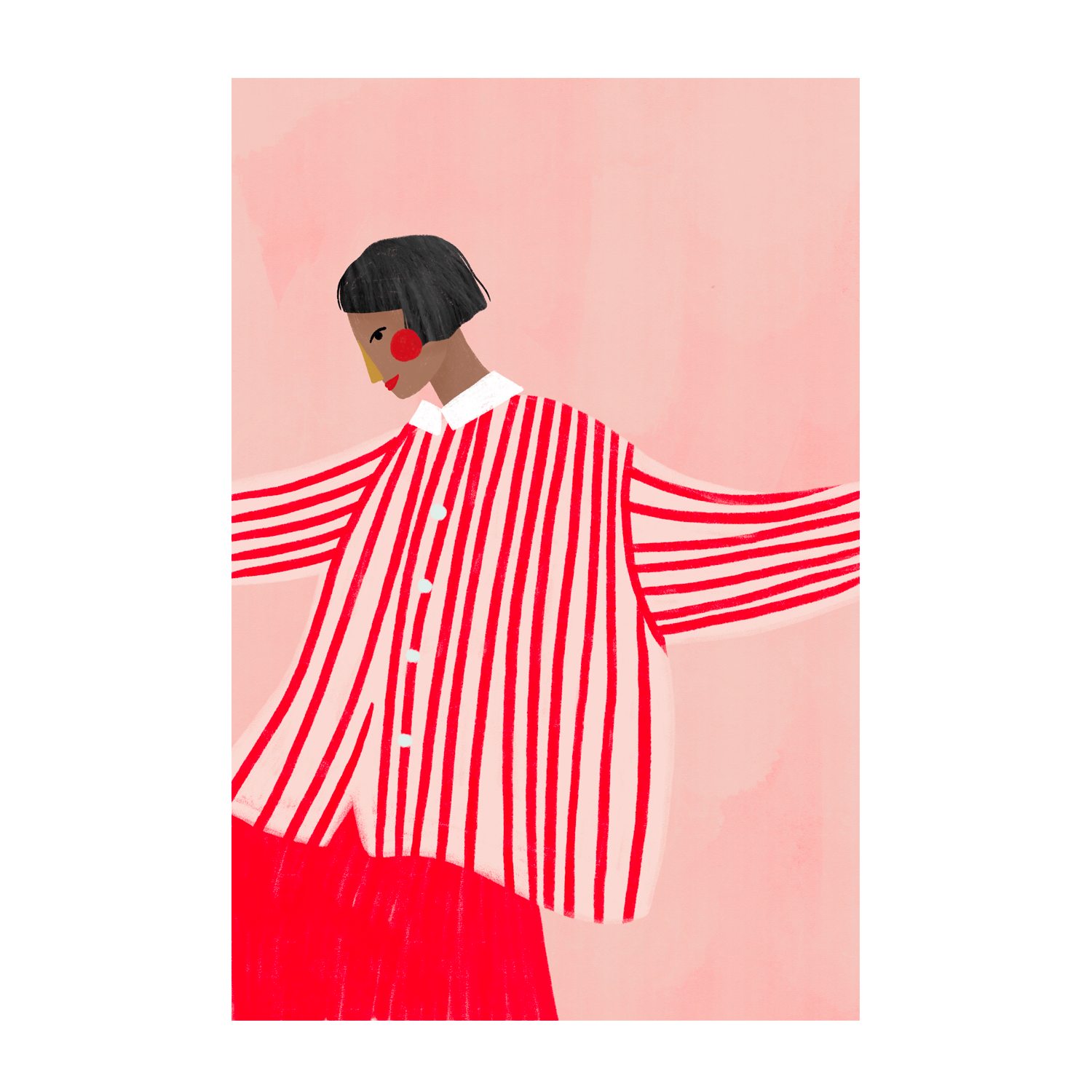 wall-art-print-canvas-poster-framed-The Woman With The Red Stripes , By Bea Muller-1