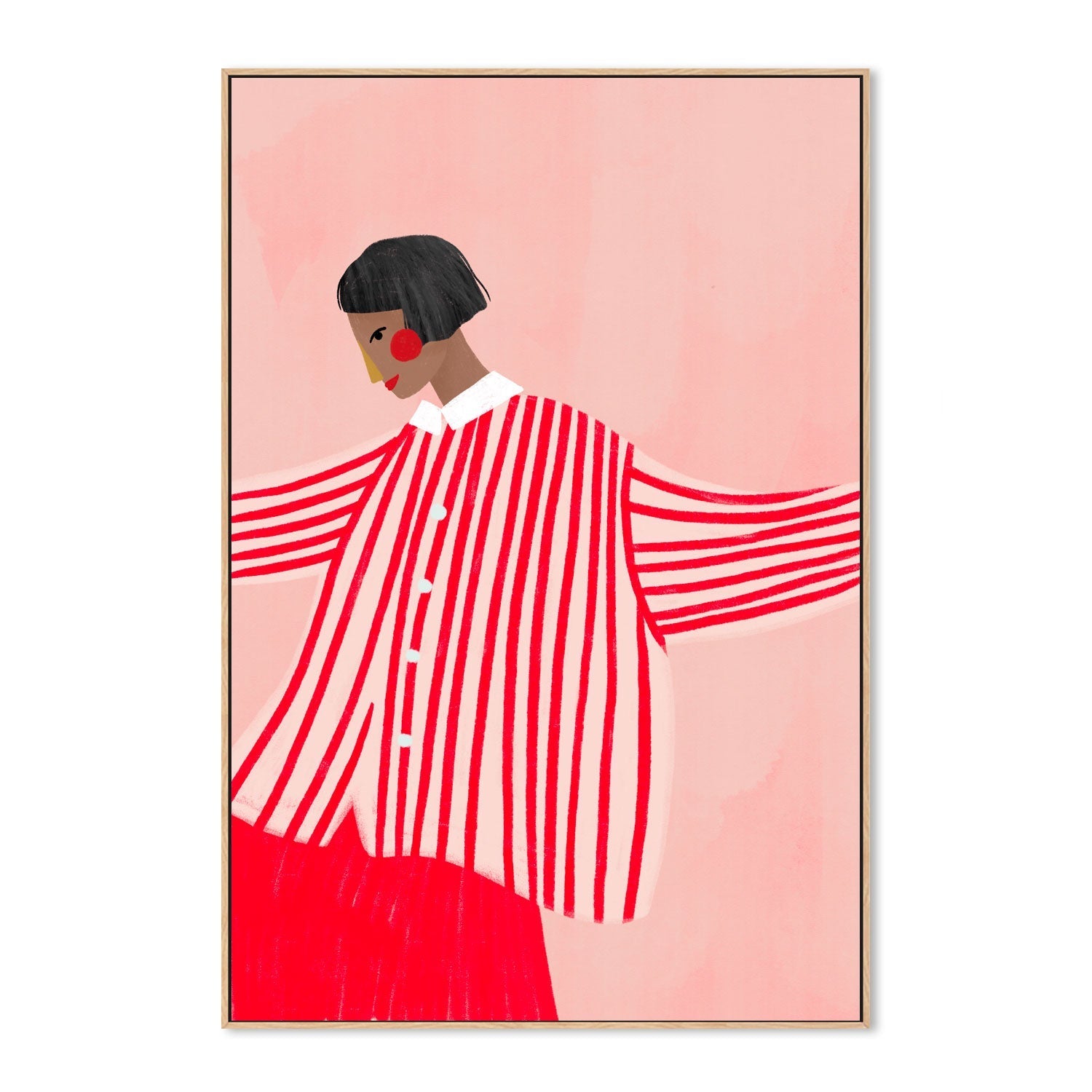 wall-art-print-canvas-poster-framed-The Woman With The Red Stripes , By Bea Muller-4