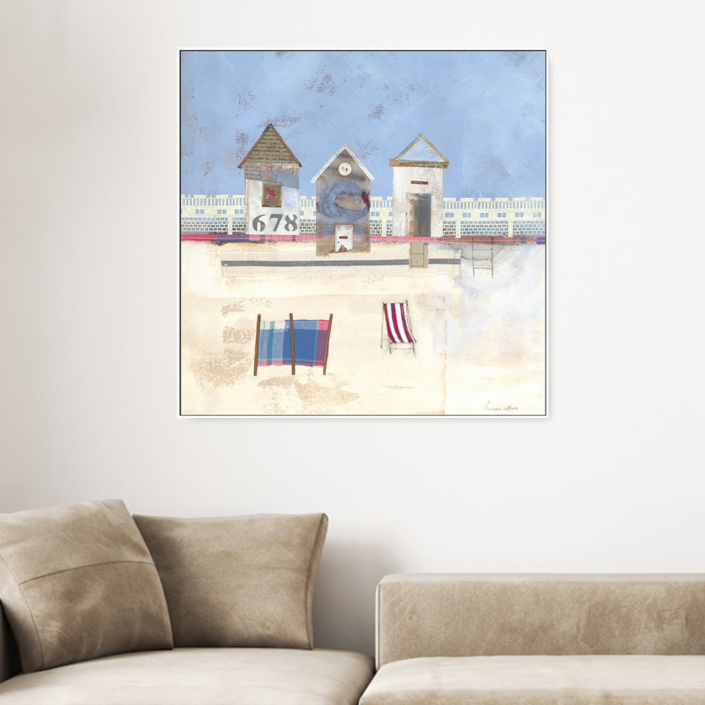 wall-art-print-canvas-poster-framed-Three Beach Huts , By Louise O'Hara-2