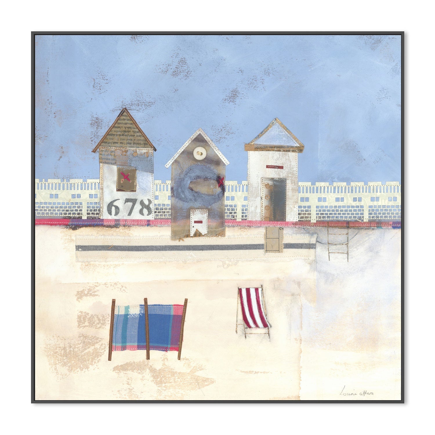 wall-art-print-canvas-poster-framed-Three Beach Huts , By Louise O'Hara-3