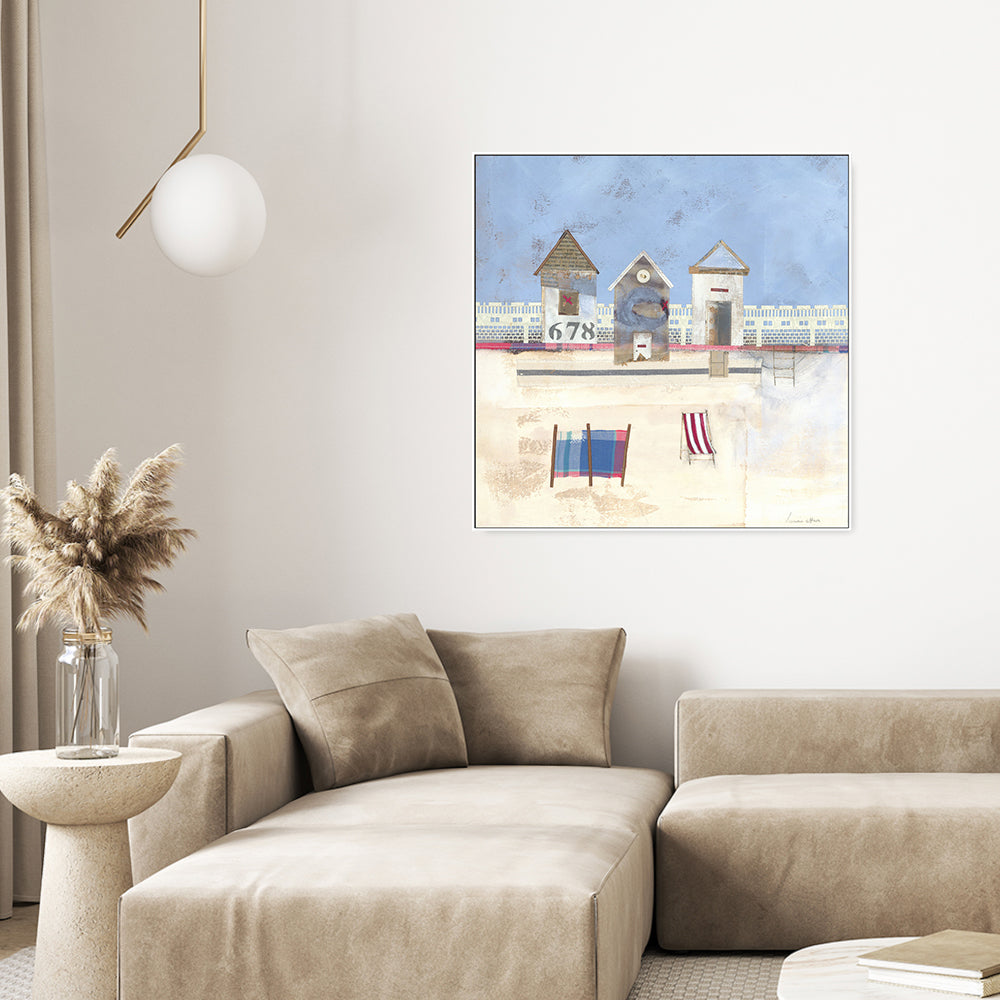 wall-art-print-canvas-poster-framed-Three Beach Huts , By Louise O'Hara-6