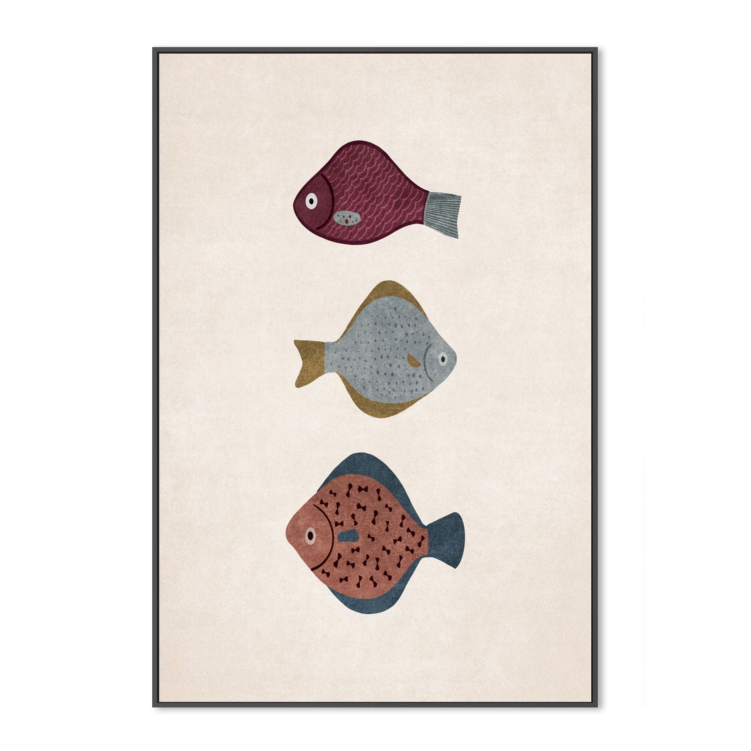 wall-art-print-canvas-poster-framed-Three Fish, Style A , By Emel Tunaboylu-GIOIA-WALL-ART