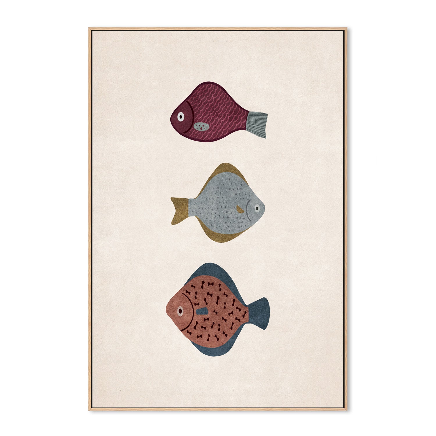 wall-art-print-canvas-poster-framed-Three Fish, Style A , By Emel Tunaboylu-GIOIA-WALL-ART