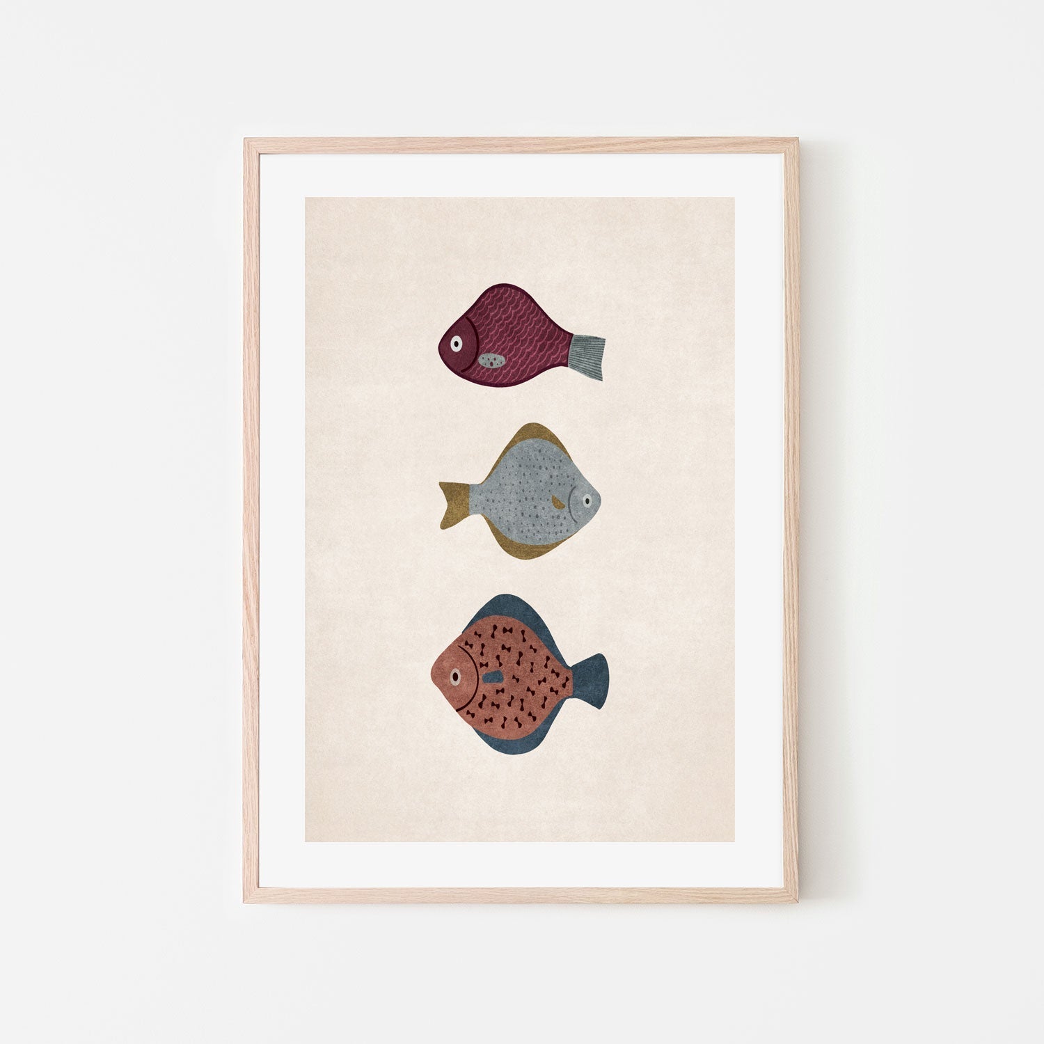 wall-art-print-canvas-poster-framed-Three Fish, Style A , By Emel Tunaboylu-GIOIA-WALL-ART